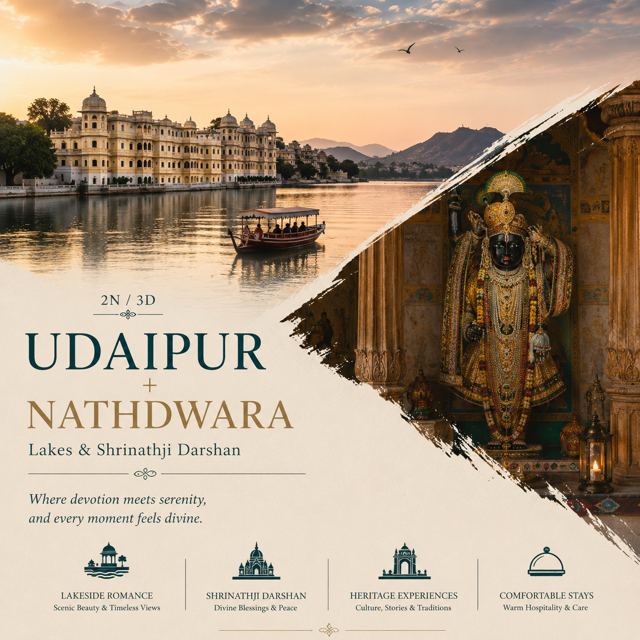 2N/3D Udaipur + Nathdwara: Lakes & Shrinathji Darshan